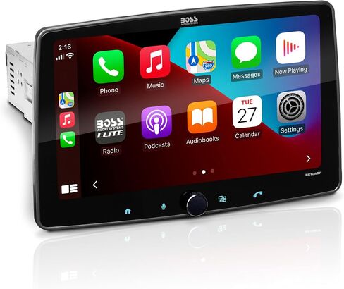 BOSS Audio Systems Elite BE10ACP Car Stereo - Detachable 10.1" Touch Screen Car Stereo Apple CarPlay & Android Auto Head Unit, Single DIN with Double DIN Brackets, Bluetooth, No CD/DVD Player in Saudi Arabia