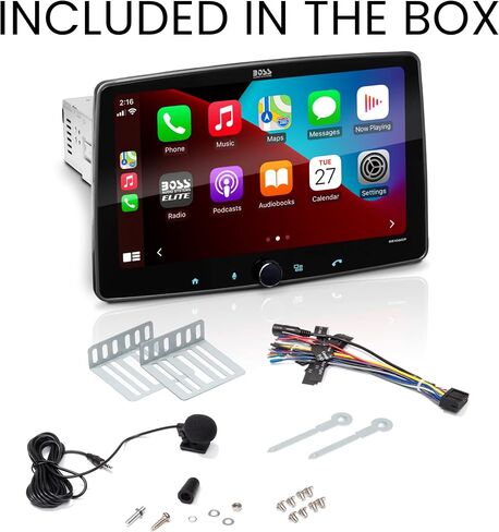 BOSS Audio Systems Elite BE10ACP Car Stereo - Detachable 10.1" Touch Screen Car Stereo Apple CarPlay & Android Auto Head Unit, Single DIN with Double DIN Brackets, Bluetooth, No CD/DVD Player in Saudi Arabia