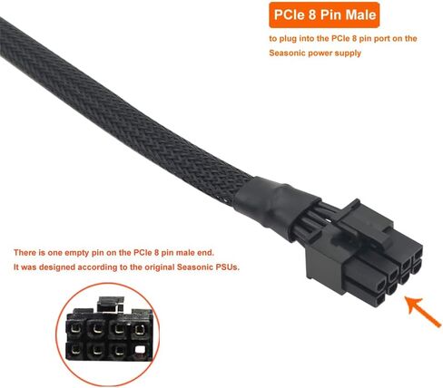 YEZriler PCIe 8 Pin Male إلى Dual PCIe 8 Pin (6+2) كابل محول طاقة ذكر بأكمام لإمداد الطاقة المعياري الموسمي PSU 25 بوصة + 9 بوصة (63 سم + 23 سم) in Kuwait