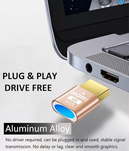 MOBKAJUI HDMI 4K Dummy Plug, Virtual Monitor Display Emulator, Headless Display Adapter Support 4kx2k 2160P 1080p for Computer Desktop, Compatible with Windows, Mac OS, Linux in Kuwait