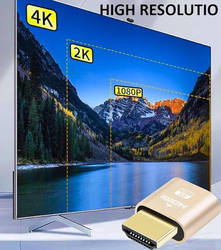 MOBKAJUI HDMI 4K Dummy Plug, Virtual Monitor Display Emulator, Headless Display Adapter Support 4kx2k 2160P 1080p for Computer Desktop, Compatible with Windows, Mac OS, Linux in Kuwait