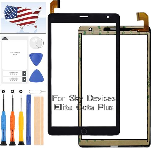 استبدال لوحة شاشة تعمل باللمس لأجهزة Sky Devices Elite Octa Plus 8 بوصة 30pin Tablet PC لوحة شاشة تعمل باللمس زجاج مع طقم إصلاح (بدون شاشة LCD) in Saudi Arabia