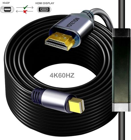 منفذ عرض صغير 4K60HZ إلى كابل HDMI بطول 50 قدم HDMI، وكابلات Mini dp Thunderbolt إلى hdmi لأجهزة MacBook Pro/Air وiMac وMicrosoft Surface Pro/Dock والمزيد in Saudi Arabia