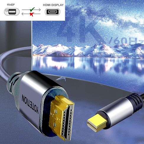 منفذ عرض صغير 4K60HZ إلى كابل HDMI بطول 50 قدم HDMI، وكابلات Mini dp Thunderbolt إلى hdmi لأجهزة MacBook Pro/Air وiMac وMicrosoft Surface Pro/Dock والمزيد in Saudi Arabia