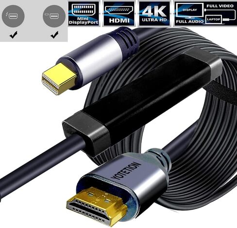 منفذ عرض صغير 4K60HZ إلى كابل HDMI بطول 50 قدم HDMI، وكابلات Mini dp Thunderbolt إلى hdmi لأجهزة MacBook Pro/Air وiMac وMicrosoft Surface Pro/Dock والمزيد in Saudi Arabia