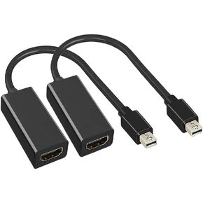 محول Deorna Mini DisplayPort إلى HDMI، ومحول Thunderbolt إلى HDMI لأجهزة MacBook Air/Pro، وMicrosoft Surface Pro/Dock، والشاشة، وجهاز العرض والمزيد (عبوة من قطعتين، أبيض)