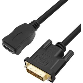 محول MMOBIEL HDMI إلى DVI - ثنائي الاتجاه - رابط مزدوج ذكر DVI-D إلى HDMI أنثى - محول يدعم الشاشة والكمبيوتر الشخصي والتلفزيون والألعاب وجهاز العرض - 1080 بكسل عالي الدقة 60 هرتز - موصل ذهبي