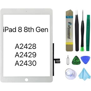 Screen Replacement for iPad 7 7th Gen 2019 A2197 A2198 A2200, for iPad 8 8th Gen 2020 10.2" A2428 A2429 A2430 Digitizer Replacement Without Home Button + Tools(Black) in Kuwait
