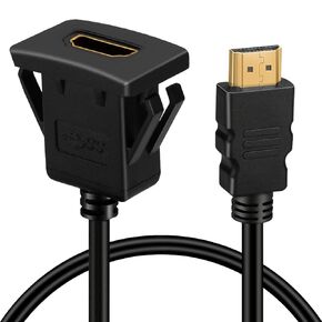BATIGE HDMI ذكر إلى أنثى سيارة جبل دافق تمديد كابل شاحنة قارب دراجة نارية لوحة القيادة دافق جبل مع لوحة التركيب - 3ft in Kuwait