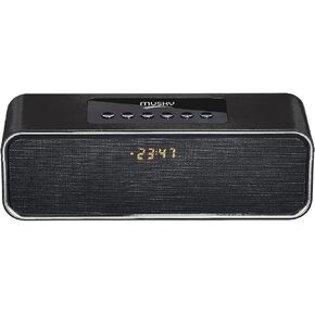 Portable Bluetooth Speaker, with10W Acoustic Driver, LED Display, FM Radio, Alarm Clock, Handsfree Speakerphone, Slots for Micro SD Card & USB & AUX-in, for Smart Phone, Tablet and More(DY22L-Black) in Saudi Arabia