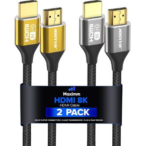 Maximm 8k Hdmi Cable 10ft,HDMI 2.1 Cable, Hdmi Cord Long Hdmi Cable 10 ft, Ultra High Speed Hdmi Cable, 8k 60 HZ (10 Ft, 3 Pack)