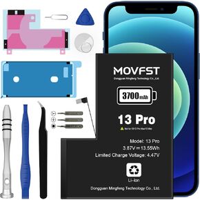 بطارية بديلة MOVFST لهاتف iPhone 13 Pro، بطارية ليثيوم أيون بوليمر بقدرة 3500 مللي أمبير في الساعة مناسبة لهاتف iPhone 13 Pro موديل A2640 A2639 A2638 A2636 A2483 مع مجموعات أدوات الإصلاح in Kuwait
