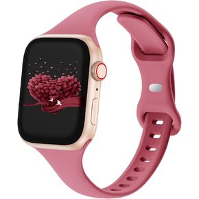 أربطة رفيعة رفيعة وضيقة متوافقة مع ساعة Apple 38 مم 40 مم 41 مم 42 مم 44 مم 45 مم 49 مم، استبدال أساور المعصم الرياضية المصنوعة من السيليكون الناعم لسلسلة iWatch 9/8/7/6/5/4/3/2/1 Ultra/Ultra SE للنساء والرجال in Kuwait