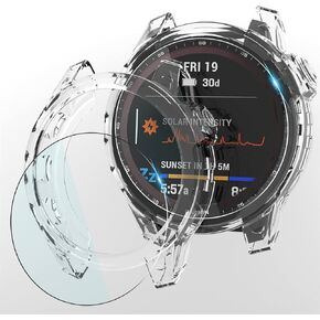Suoman 4-Pack for Garmin Fenix 7X 51mm Screen Protector + Protective Covers, All-round TPU Protective Case Set + Tempered Glass Screen for Garmin Fenix 7X /7X Solar/Sapphire Solar -Clear