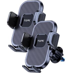 TOPK [حامل هاتف مكون من قطعتين للسيارة 2023، حامل هاتف بمشبك ترقية لحامل هاتف السيارة، حامل هاتف خلوي بدون استخدام اليدين لهاتف iPhone، Android الذكي، هاتف من 4 بوصات إلى 7 بوصات in Kuwait