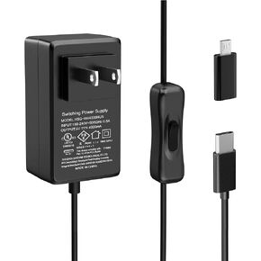 Smraza 5V 4A 20W مزود طاقة متوافق مع Raspberry Pi 4 Model B 8GB 4GB 2GB 1GB، مصدر طاقة من النوع C مع مفتاح تشغيل/إيقاف ومحول USB صغير لـ Raspberry Pi 3 B+ 3B in Kuwait