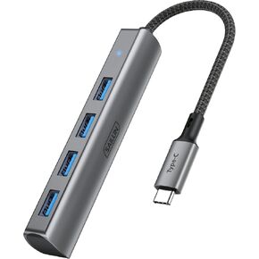 محول USB C إلى USB 4 مداخل، SAILLIN ألومنيوم من النوع C إلى USB مع 4 منافذ USB 3.0 ، منفذ Thunderbolt 3 إلى USB 3.0 متعدد المنافذ متوافق مع MacBook Pro/Air، iPad Pro, XPS، Chromebook والمزيد in Kuwait