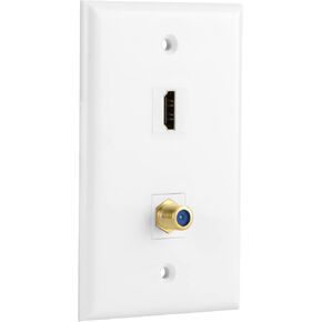 Ethernet Coax HDMI Wall Plate, 1 Port Cat 6 RJ45, 1 Port TV Coax F Type and 2 Port HDMI Keystone Wall Plate in Kuwait