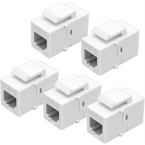 NECABLES 5Pack CAT3 Telephone Keystone Jack RJ11 Phone Keystone Coupler | RJ11 6P4C Female to Female White in Saudi Arabia