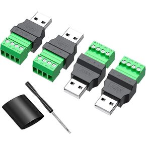 USB 2.0 نوع A ذكر أنثى بولت برغي مع درع محطة محول القابس موصل (4 قطعة ذكر) in Kuwait