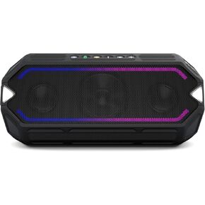 مكبرات صوت بلوتوث Altec Lansing HydraBoom، مكبر صوت USB من النوع C قابل للشحن ومقاوم للماء وشاحن هاتف لاسلكي، مكبر صوت ستيريو مع أضواء LED، يطفو في الماء، وقت تشغيل 16 ساعة (أسود) in Kuwait