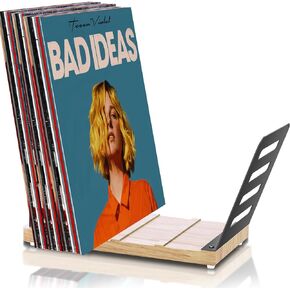 تااجي حامل أسطوانات الفينيل، حامل عرض خشبي من الفينيل لتخزين 40 الى 50 LP، حامل تسجيل فينيل مع بساط لاصق، اطارات ألبوم معدنية لسجلات الفينيل، اسود in Kuwait