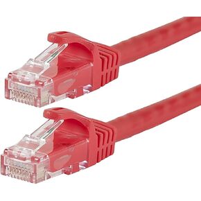 Monoprice - 111388 Flexboot Cat5e Ethernet Patch Cable - Network Internet Cord - RJ45, Stranded, 350Mhz, UTP, Pure Bare Copper Wire, 24AWG, 7ft, Red in Saudi Arabia