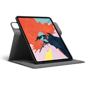 Targus VersaVu Classic Apple iPad Air، iPad Pro 12.9 بوصة (الجيل الثالث، 4،5 والسادس) حافظة حماية للكمبيوتر اللوحي مع غطاء حامل ثلاثي الطي رفيع، صوت محسن، حامل قلم، إغلاق حزام آمن، أسود (THZ775GL) in Kuwait