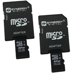 Synergy Digital Camera Memory Cards, Compatible with Mevo Live Event Camera Camcorder Memory Card 2 x 32GB microSDHC Memory Card with SD Adapter (2 Pack)