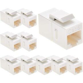Beszin Cat.6 RJ45 Inline Coupler with Keystone Latch, Female-Female [50-Micron Gold Plated] (5-Pack, White) in Saudi Arabia