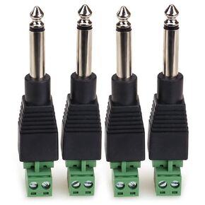 NANYI TS 1/4 Inch Jack, 6.35mm Mono Male Plug for Guitar/Speaker/Microphone Cable That can be Solderless Screw - 2 Pack