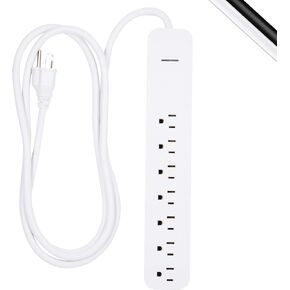 GE Pro 7-Outlet Surge Protector, 12 Ft Extension Cord, 1080 Joules, Power Strip, Flat Plug, Protected Indicator Light, Integrated Circuit Breaker, Wall Mount, UL Listed, White, 36360 in Saudi Arabia