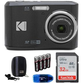Kodak Pixpro FZ45 Digital Camera Bundle, Includes: SanDisk 32GB Memory Card, Spare Batteries, Hard Shell Camera Case and Card Reader (5 Items) (Black) in Kuwait