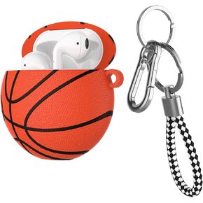Njjex AirPods Case, Air Pods Cover Case, Portable Protective Shockproof Earphone Accessories Cover w/Carabiner/Keychain Compatible for Apple AirPods 1/ Airpods 2 Charging Case [White Baseball]