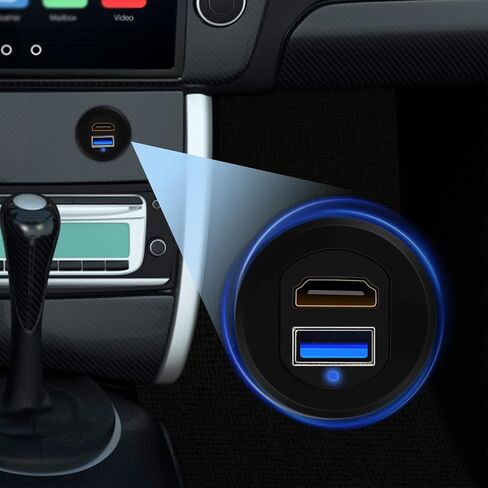 GOBGOD USB 3.0 HDMI كابل منفذ USB للسيارة، هيكل معدني USB3.0 وHDMI تمديد كابل تثبيت لوحة داش لسيارة قارب دراجة نارية مع مؤشر LED (3 أقدام) in Kuwait
