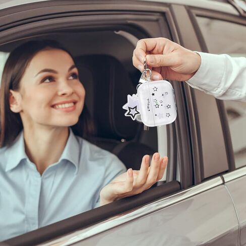 حافظة ايربودز برو مع سلسلة مفاتيح على شكل نجوم، تصميم بنمط نجمة لطيفة وغطاء واقي ناعم شفاف متوافق مع ايربودز برو in Kuwait