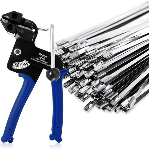 أداة أربطة بسحاب من الفولاذ المقاوم للصدأ، (مع 100 قطعة من أربطة كابل من الفولاذ المقاوم للصدأ) لشد وقطع أربطة السحاب المعدنية بحركة واحدة سهلة، جسم معدني قوي لحياة أطول in Kuwait