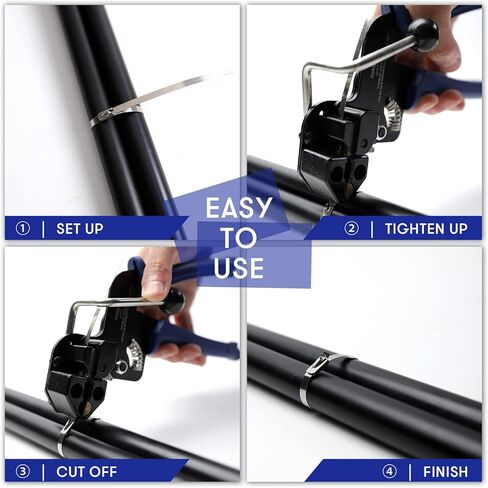 أداة أربطة بسحاب من الفولاذ المقاوم للصدأ، (مع 100 قطعة من أربطة كابل من الفولاذ المقاوم للصدأ) لشد وقطع أربطة السحاب المعدنية بحركة واحدة سهلة، جسم معدني قوي لحياة أطول in Kuwait