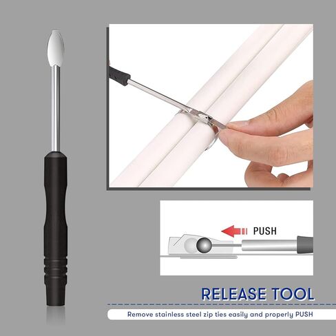أداة أربطة بسحاب من الفولاذ المقاوم للصدأ، (مع 100 قطعة من أربطة كابل من الفولاذ المقاوم للصدأ) لشد وقطع أربطة السحاب المعدنية بحركة واحدة سهلة، جسم معدني قوي لحياة أطول in Kuwait