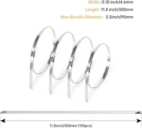 أداة أربطة بسحاب من الفولاذ المقاوم للصدأ، (مع 100 قطعة من أربطة كابل من الفولاذ المقاوم للصدأ) لشد وقطع أربطة السحاب المعدنية بحركة واحدة سهلة، جسم معدني قوي لحياة أطول in Kuwait