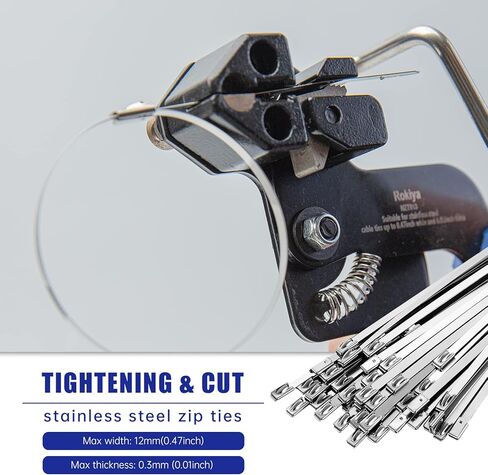 أداة أربطة بسحاب من الفولاذ المقاوم للصدأ، (مع 100 قطعة من أربطة كابل من الفولاذ المقاوم للصدأ) لشد وقطع أربطة السحاب المعدنية بحركة واحدة سهلة، جسم معدني قوي لحياة أطول in Kuwait