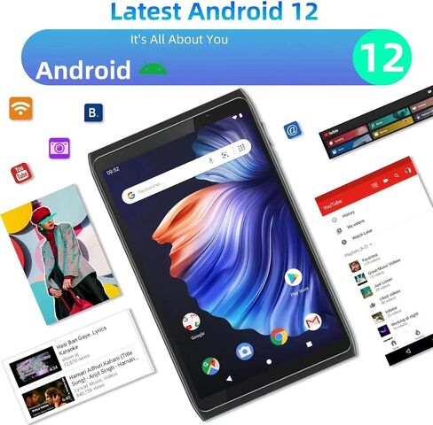 Android Tablet 8 inch, Android 12.0 Tablet 32GB Storage 1024GB SD Expansion Tablets PC, Quad-core Processor 2GB RAM 1280x800 IPS HD Touchscreen Dual Camera Tablets, Support WiFi6, BT 4300 mAh Battery in Saudi Arabia