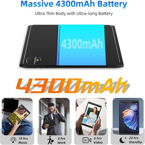 Android Tablet 8 inch, Android 12.0 Tablet 32GB Storage 1024GB SD Expansion Tablets PC, Quad-core Processor 2GB RAM 1280x800 IPS HD Touchscreen Dual Camera Tablets, Support WiFi6, BT 4300 mAh Battery in Saudi Arabia
