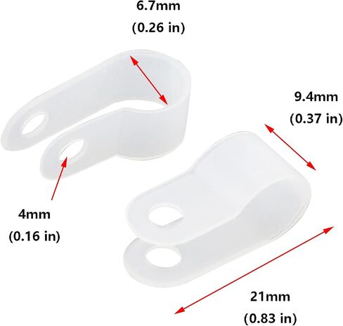 Antrader 0.2" Fence Wire Clamps, R-Type Agricultural Fencing Mounting Clips | 100Pcs 5mm Cable Management Cord Organizer with Screws to Vinyl, Wood or Metal Fence in Kuwait
