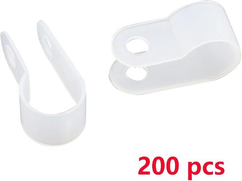 Antrader 0.2" Fence Wire Clamps, R-Type Agricultural Fencing Mounting Clips | 100Pcs 5mm Cable Management Cord Organizer with Screws to Vinyl, Wood or Metal Fence in Kuwait