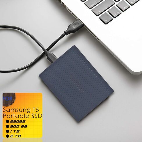 حافظة Rancco لهاتف Samsung T5/ T3 SSD، قطعتان من Samsung T5 T3 T1 المحمولة (250G 500G 1T 2T) USB 3.1 حافظة تخزين واقية لمحركات الأقراص الصلبة الخارجية، مضادة للخدش، مقاومة للصدمات، رفيعة للغاية، 3x2.4x0.45 بوصة in Kuwait