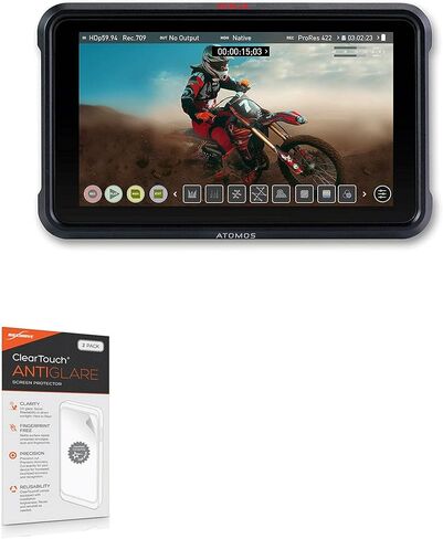 واقي شاشة BoxWave لجهاز Atomos Ninja V (واقي شاشة من BoxWave) - ClearTouch Crystal (عبوتان)، غلاف فيلم عالي الدقة - دروع من الخدوش لـ Atomos Ninja V in Saudi Arabia