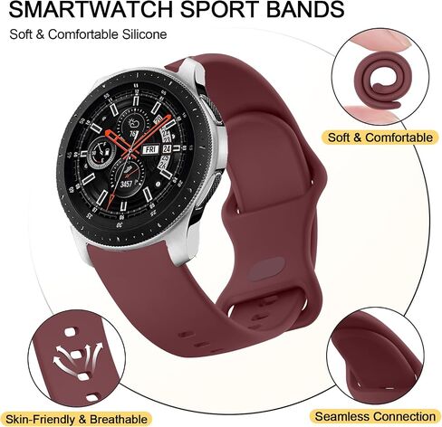 سوار رياضي لساعة Samsung Gear S3 Frontier/Gear S3 Classic، سوار معصم بديل من السيليكون 22 مم لساعة Samsung Galaxy Watch 46 مم/ساعة Galaxy Watch 3 أشرطة 45 مم حزام رياضي للرجال والنساء in Kuwait