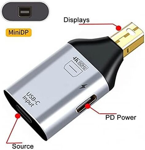 كابل NFHK 100 واط 10 جيجابت في الثانية ومصدر USB-C من النوع C أنثى إلى منفذ عرض صغير DP Sink HDTV ومحول طاقة PD 4K 60 هرتز 1080 بكسل للهاتف والكمبيوتر المحمول in Kuwait