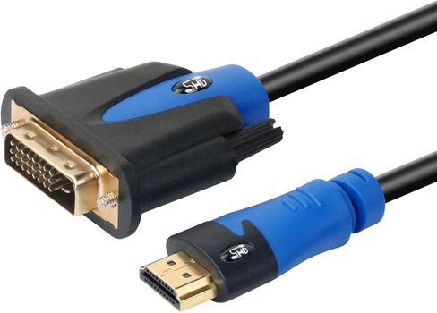 كابل DVI إلى HDMI بطول 6 أقدام، سلك كابل SHD HDMI إلى DVI DVI D إلى HDMI كابل شاشة ثنائي الاتجاه للكمبيوتر المحمول وجهاز عرض HDTV in Kuwait